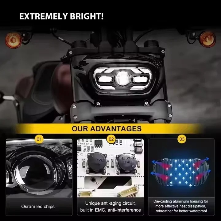 Motorcycle New Agreesive Headlight with DRL Light for  Softail Fat Bob FXFB FXFBS 2018+